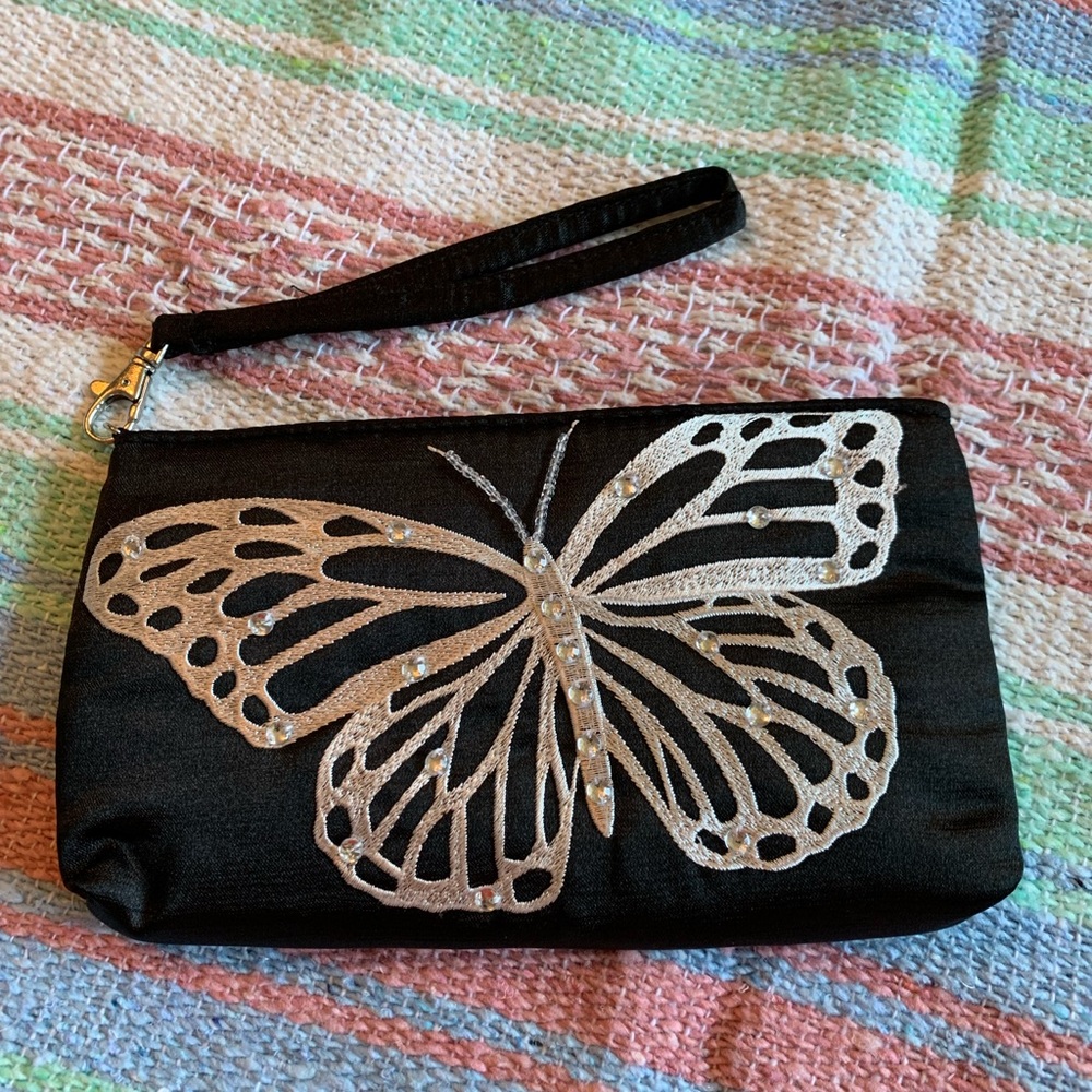 Small butterfly wristlet purse